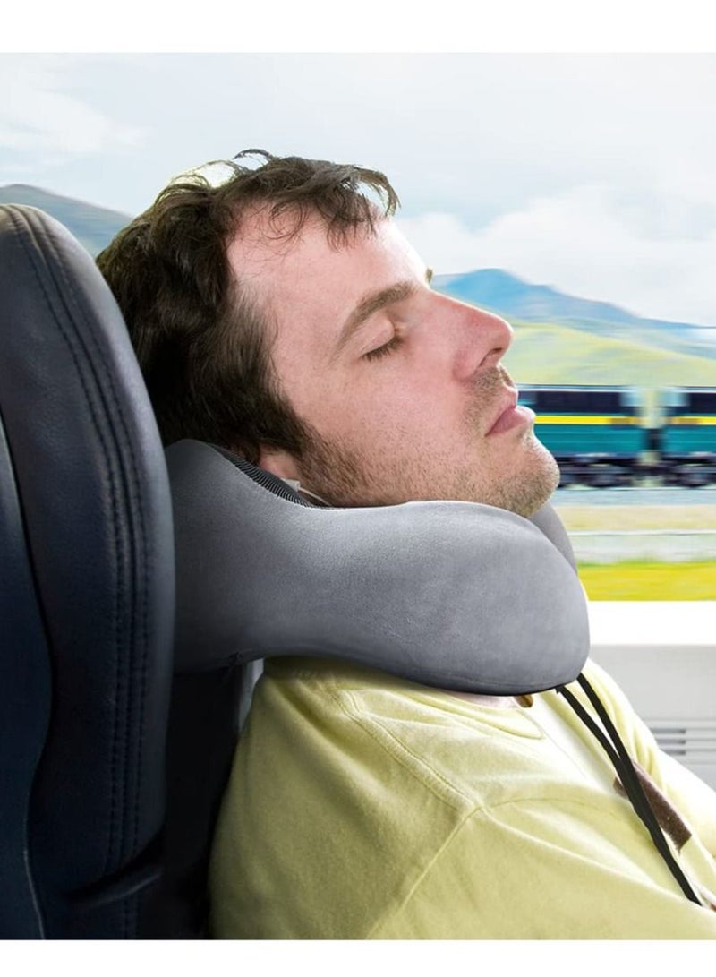Travel Pillow Memory Foam Neck Pillow, Comfortable & Breathable Cover, U Shape Head Pillow with Portable Storage Bag, Sleep Mask and Earplugs for Airplane, Car, Train, Bus and Home Use