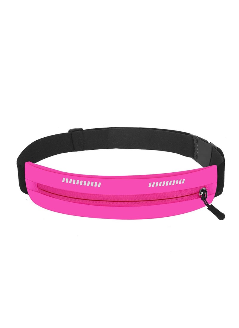 SYOSI Running Waist Pack, Running Belt, Water Resistant Waist Belt, Exercise Runner Belt, Flip Running Belt for Men Women, Adjustable Pack, for Travelling, Fitness, Hiking, Cycling, Fit for All Phones Pink  - Image 1