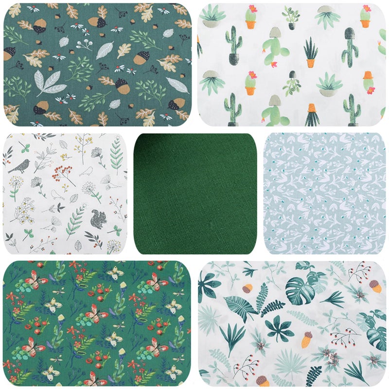 Hanjunzhao Green Floral Fat Quarters Fabric Bundles 18X22 Inch For Sewing Quilting Crafting - Image 2