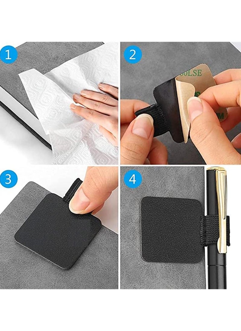 Generic - 【10 Pack】 Self Adhesive Pen Loop Holder, for Dairy Notebooks Journals Planners, Elastic Stick On Pen Holder Stylus Loop -Black - Image 1
