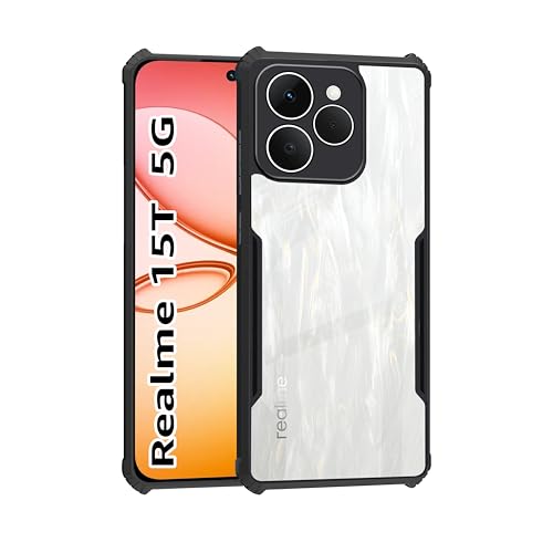 CEDO Backcover for Realme 15T / Realme Narzo 90 (5G) | Camera Protection Shockproof Bumper-Edge | Acrylic Crystal Clear 360 Degree Protection TPU+PC | Transparent Eagle Back Case Cover (Black) - Image 1