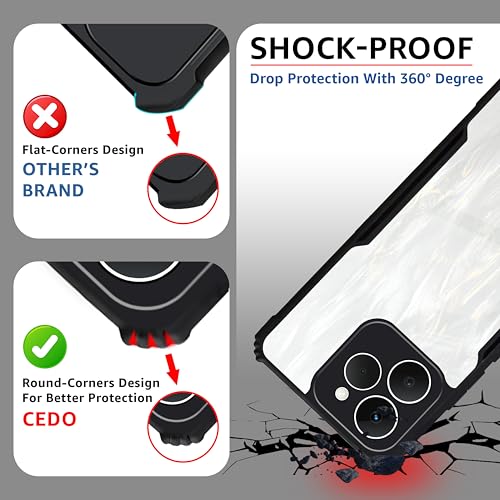 CEDO Backcover for Realme 15T / Realme Narzo 90 (5G) | Camera Protection Shockproof Bumper-Edge | Acrylic Crystal Clear 360 Degree Protection TPU+PC | Transparent Eagle Back Case Cover (Black) - Image 4