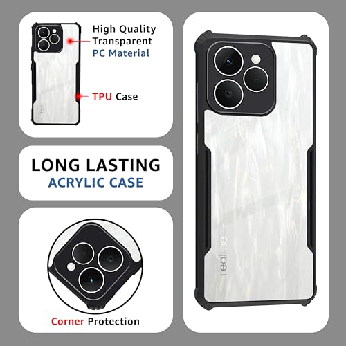 CEDO Backcover for Realme 15T / Realme Narzo 90 (5G) | Camera Protection Shockproof Bumper-Edge | Acrylic Crystal Clear 360 Degree Protection TPU+PC | Transparent Eagle Back Case Cover (Black) - Image 5