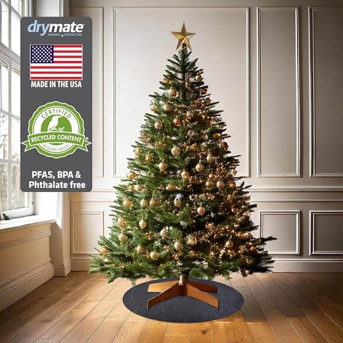 Drymate Christmas Tree Stand Mat (28”), Protects Floors from Spills and Scratches, Absorbent, Waterproof, Machine Washable, Durable, (Made in The USA)(Charcoal) - Image 4