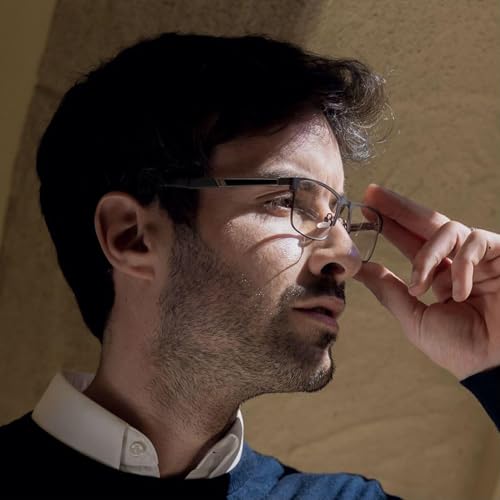 ZENOTTIC Blue Light Glasses Men : Black Reading Glasses Men - Square Frame Computer Glasses - Anti Glare Metal Readers - Middle-Aged Male Teachers in Virtual Classes (Black,1.00x) - Image 2