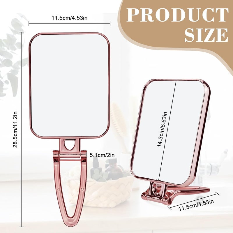KIRA Makeup Mirror Desktop Folding Handle Female Vanity Dormitory DoubleSided Small Wall Mirror Hanging Makeup Mirror Mirror Rose Gold Rectangular - Image 2
