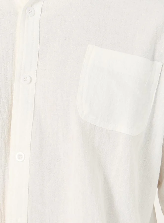 Styli Solid Mandarin Collar Regular Fit Shirt