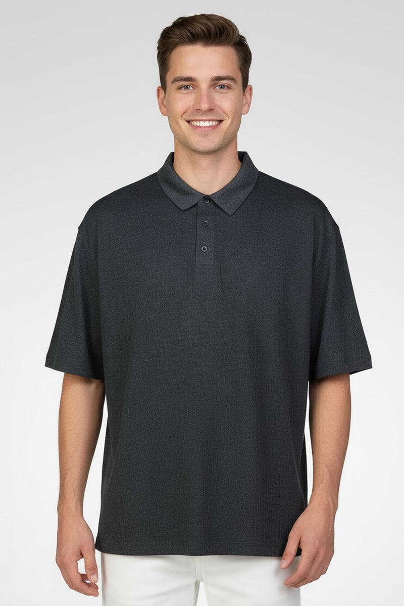 Rainforest Men Regular Fit Short Sleeve Heather Polo Shirt, Charcoal - Image 1