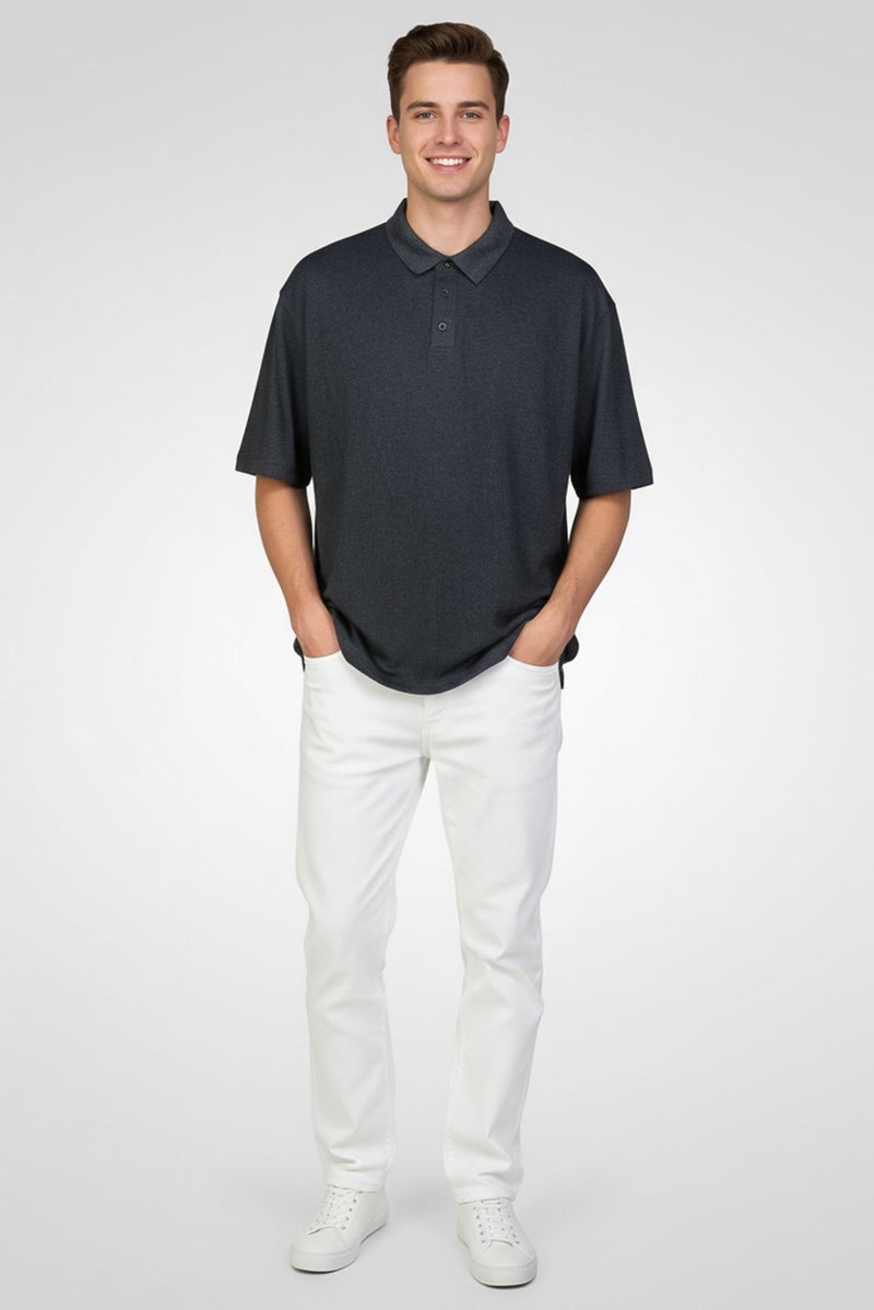 Rainforest Men Regular Fit Short Sleeve Heather Polo Shirt, Charcoal - Image 4