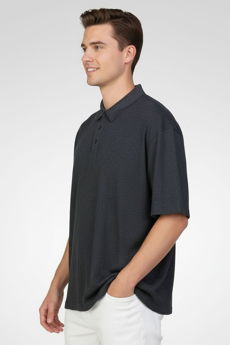 Rainforest Men Regular Fit Short Sleeve Heather Polo Shirt, Charcoal - Image 5