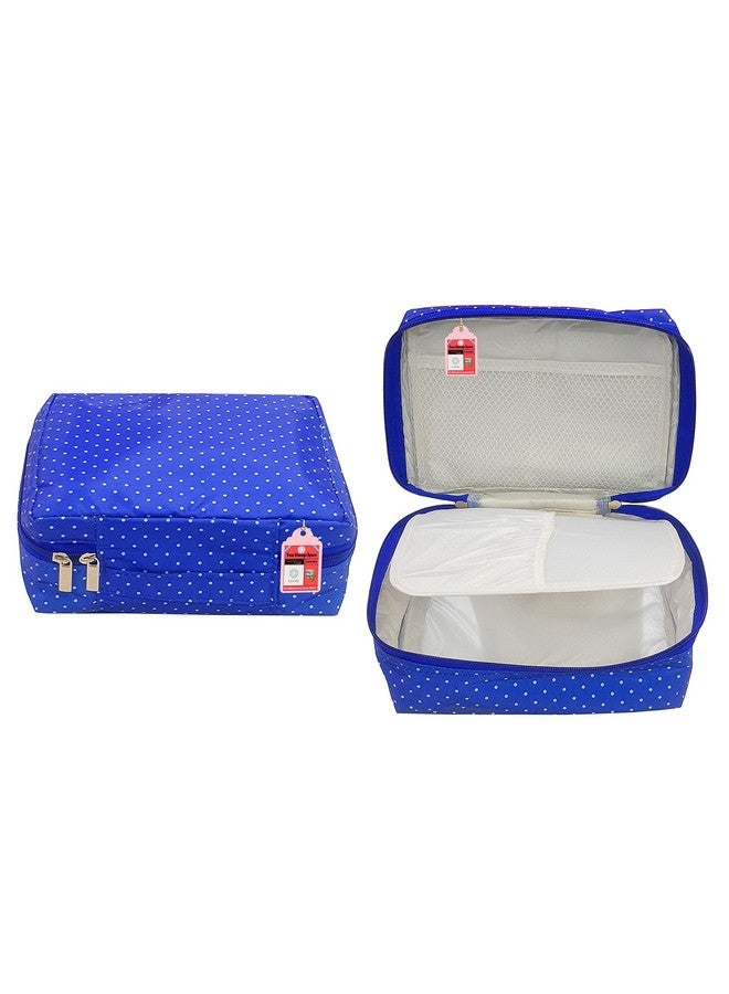 Luces Makeup Storage Box Cosmetic Vanity Toiletry Necklace Travelling Wardrobe Organizer Jewellery Pouch for Women (Blue) - Image 1