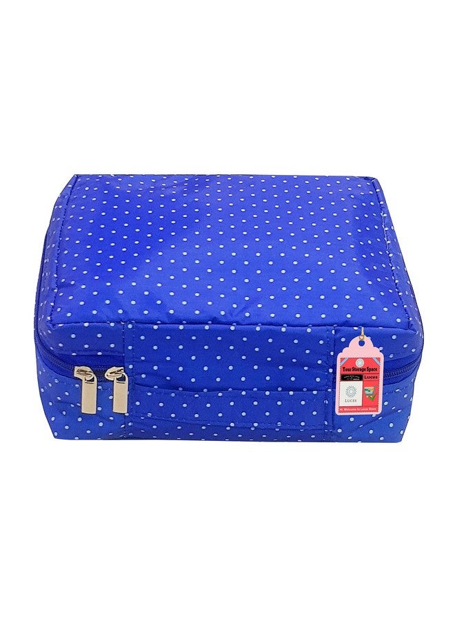 Luces Makeup Storage Box Cosmetic Vanity Toiletry Necklace Travelling Wardrobe Organizer Jewellery Pouch for Women (Blue) - Image 4