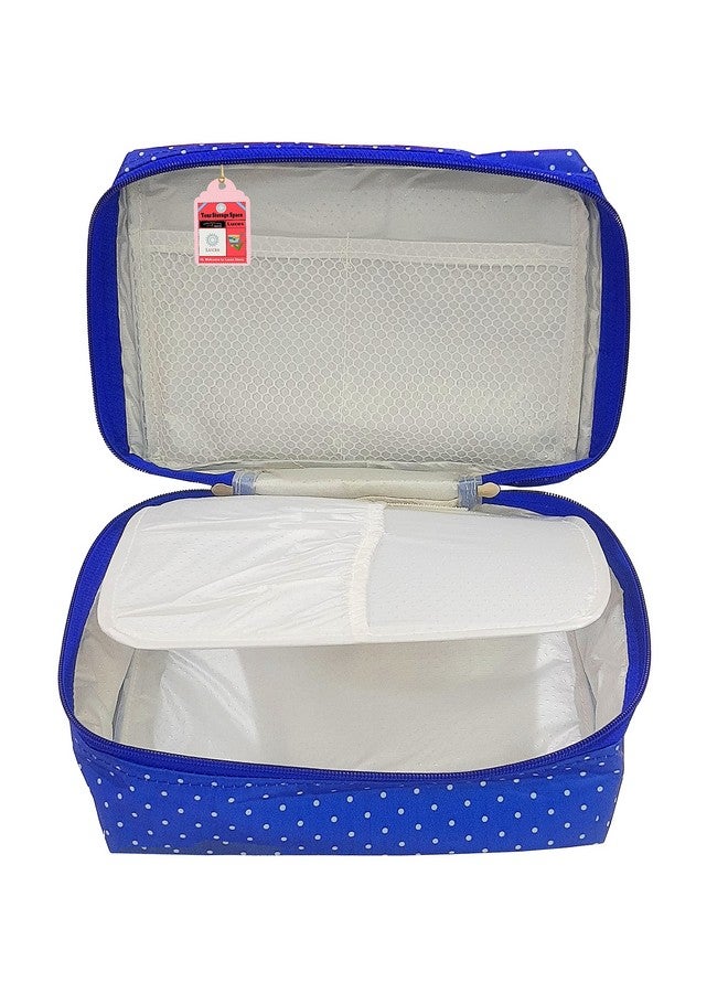 Luces Makeup Storage Box Cosmetic Vanity Toiletry Necklace Travelling Wardrobe Organizer Jewellery Pouch for Women (Blue) - Image 2