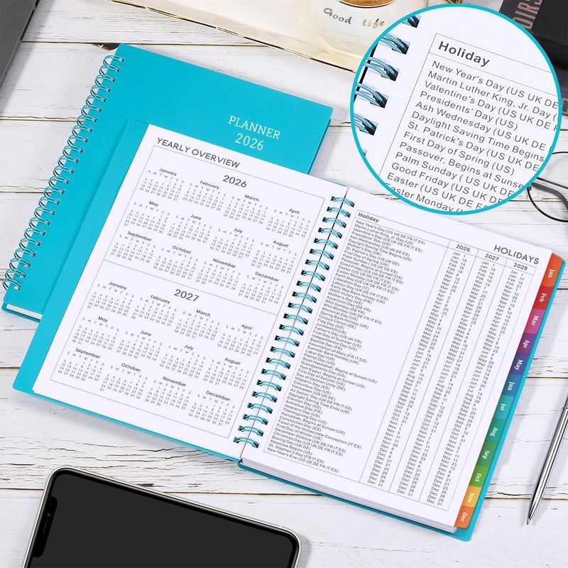 BooQool 2026 Planner - Planner 2026, 2026 Planner Weekly and Monthly with Tabs, Jan 2026 - Dec 2026, 6.25" Ã— 8.3", Strong Twin-Wire Binding - Image 2