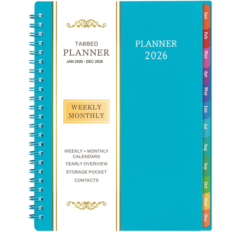 BooQool 2026 Planner - Planner 2026, 2026 Planner Weekly and Monthly with Tabs, Jan 2026 - Dec 2026, 6.25" Ã— 8.3", Strong Twin-Wire Binding - Image 1