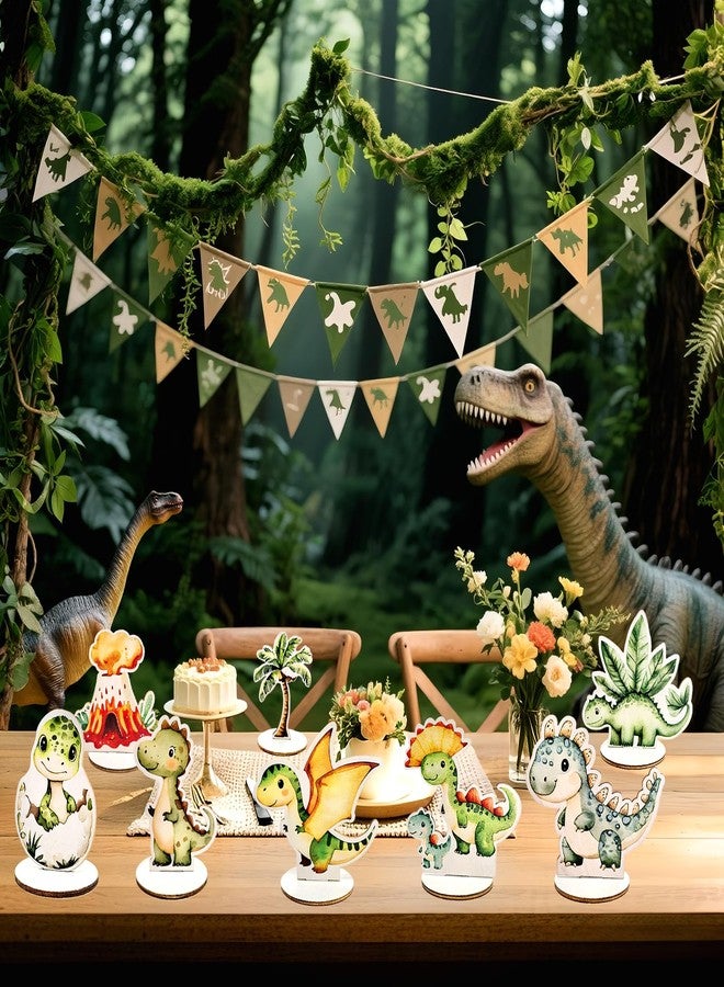 PAMBO Dinosaur Birthday Party Table Decorations - 12-Piece Wooden Dino Centerpieces Kit | Cute Jurassic Theme Party Supplies | Roaring Fun Dinosaur Baby Shower Decor - Image 5