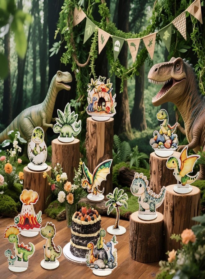 PAMBO Dinosaur Birthday Party Table Decorations - 12-Piece Wooden Dino Centerpieces Kit | Cute Jurassic Theme Party Supplies | Roaring Fun Dinosaur Baby Shower Decor - Image 4