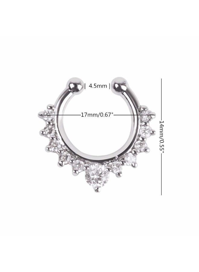 XUKEKOY 6pcs Fake Septum Clicker Nose Ring Rhinestone Non Piercing Hanger Clip Body Jewelry - Image 2