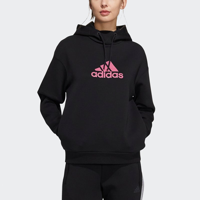 Adidas (WMNS) adidas Fi Sweater Hoodies 'Black Pink' - Image 2