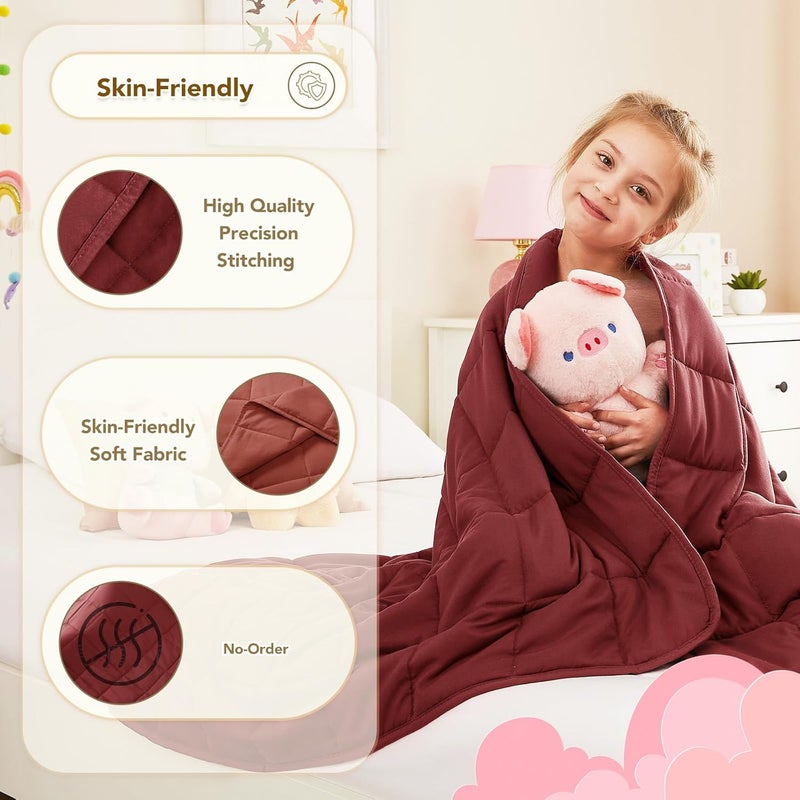 CuteKing Weighted Blanket - Weighted Blanket with Premium Glass Beads - Breathable Heavy Blanket for Comfort Sleep - Thick Blanket All Season (5lbs, 36"x48", Claret Red) - Image 5