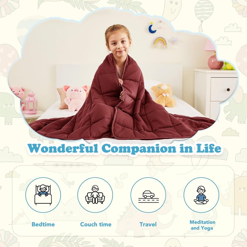 CuteKing Weighted Blanket - Weighted Blanket with Premium Glass Beads - Breathable Heavy Blanket for Comfort Sleep - Thick Blanket All Season (5lbs, 36"x48", Claret Red) - Image 4