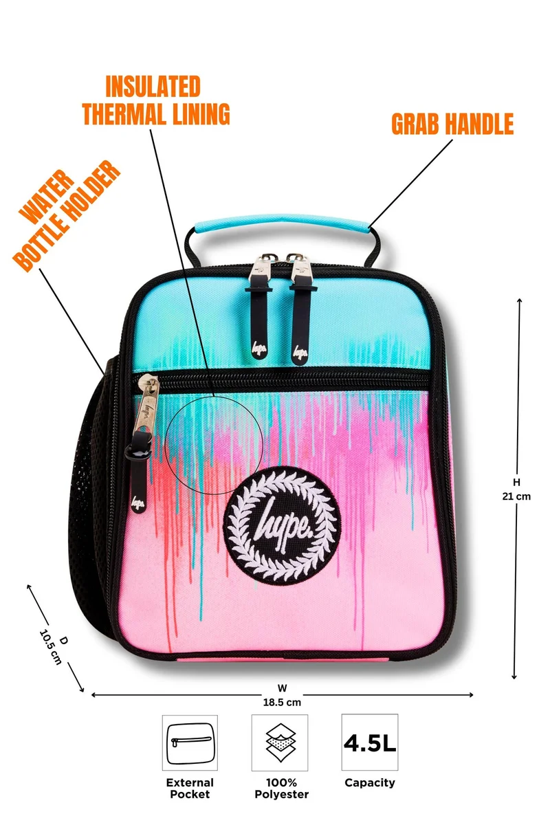 Just Hype HYPE Lunch Bag Pink Teal Pastel Drips