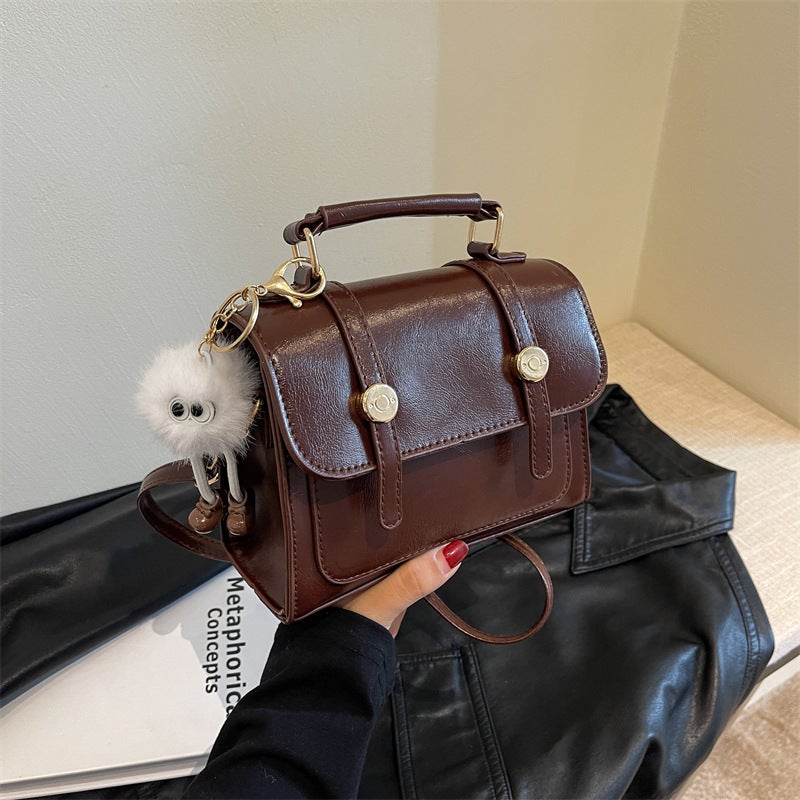 Elegant Commuter Retro Fashion Handbag 2023 Winter New Versatile Ins Solid Color Texture Crossbody Small Square Bag - Image 2