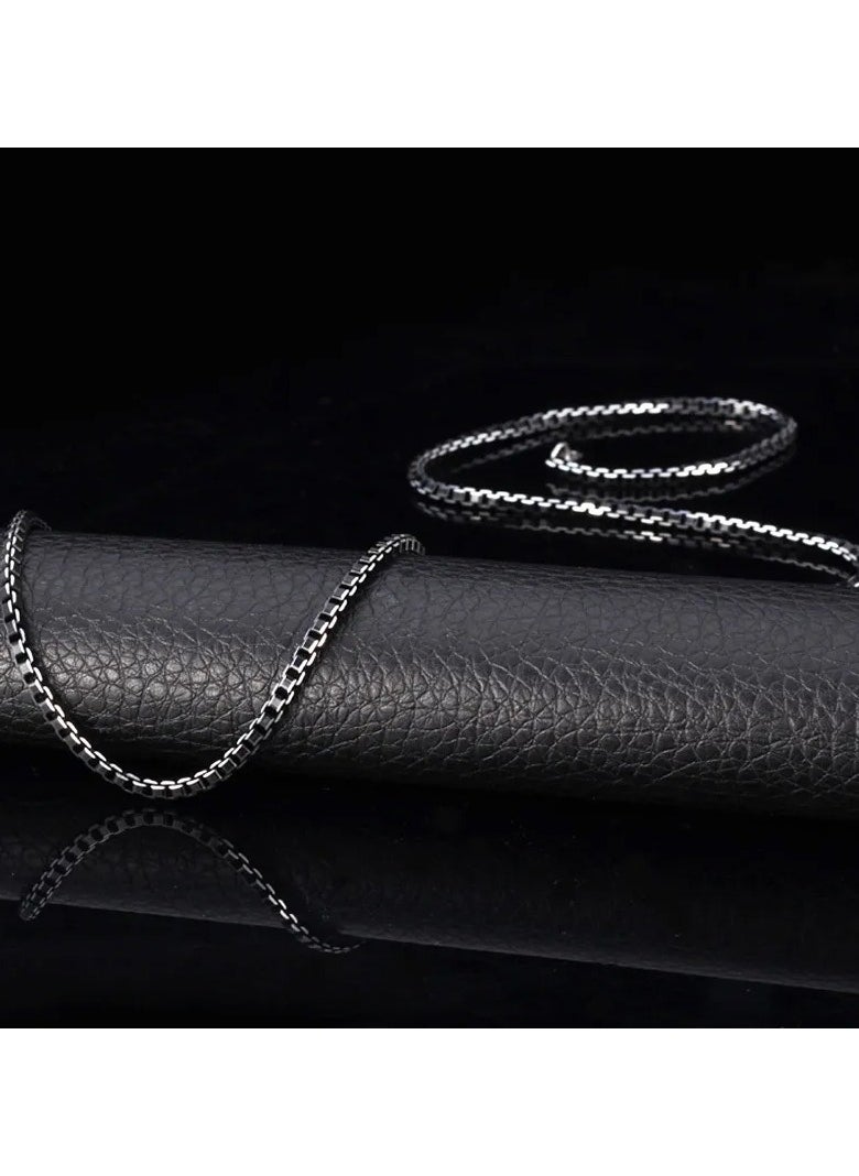 DubaiGallery - U7 Necklace Men Jewelry Trendy Cool Black Collar Alloy 3MM Box Link Chain Necklaces Gift - Image 1