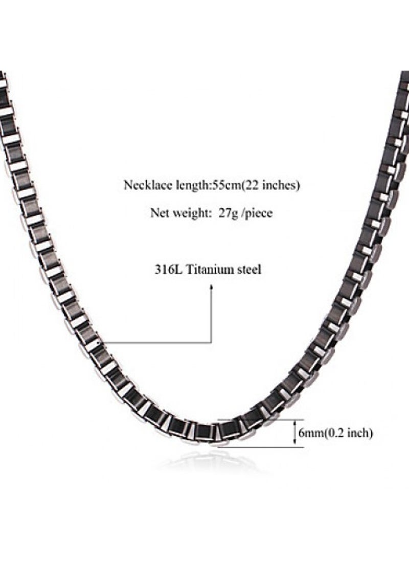 DubaiGallery - U7 Necklace Men Jewelry Trendy Cool Black Collar Alloy 3MM Box Link Chain Necklaces Gift - Image 1