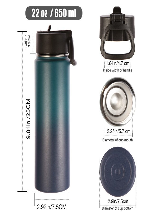 Volhoply Insulated Water Bottles with Straw Bulk 4 Pack, 22 oz Stainless Steel Sports Bottle with Lid,Metal Travel Water Cups with Wide Mouth, Reusable Cold Water Flask for Hiking(Assorted,4 Set) - Image 2