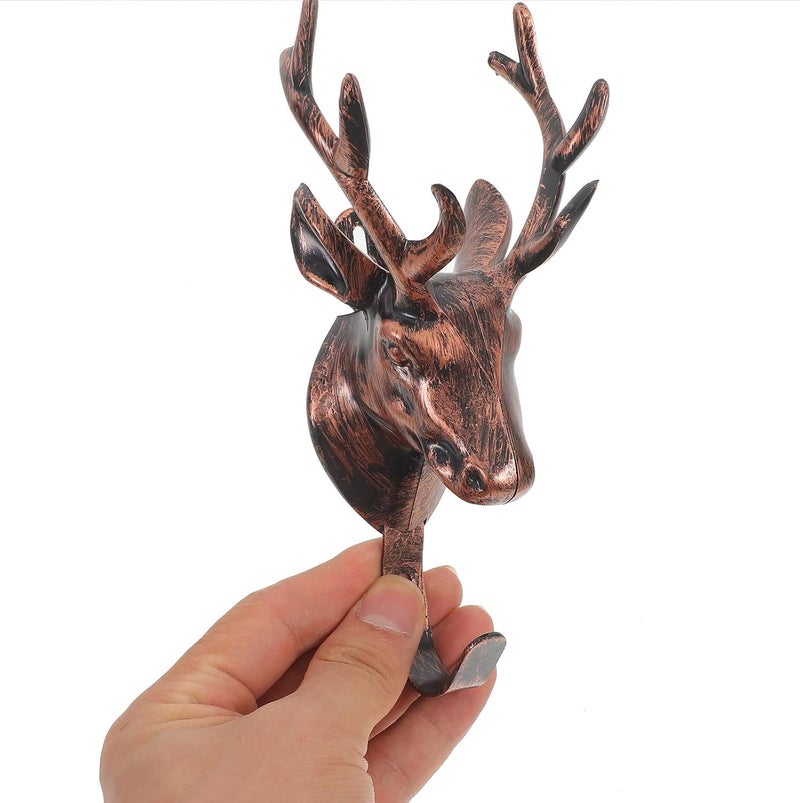 Deer Head Wall Mount Hook Brass Antique Coat Hook Rustic Wall Hanging Key Towel Hanger for Living Room Bathroom Bedroom Storage - Image 4