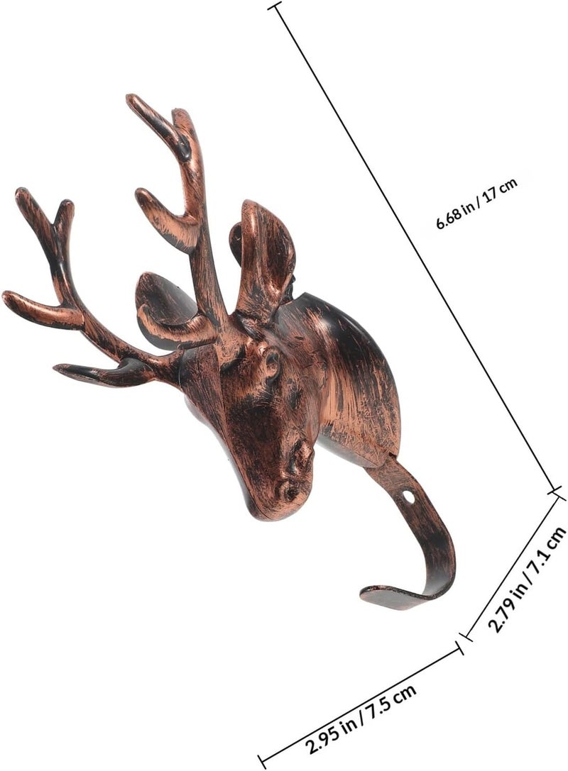 Deer Head Wall Mount Hook Brass Antique Coat Hook Rustic Wall Hanging Key Towel Hanger for Living Room Bathroom Bedroom Storage - Image 2