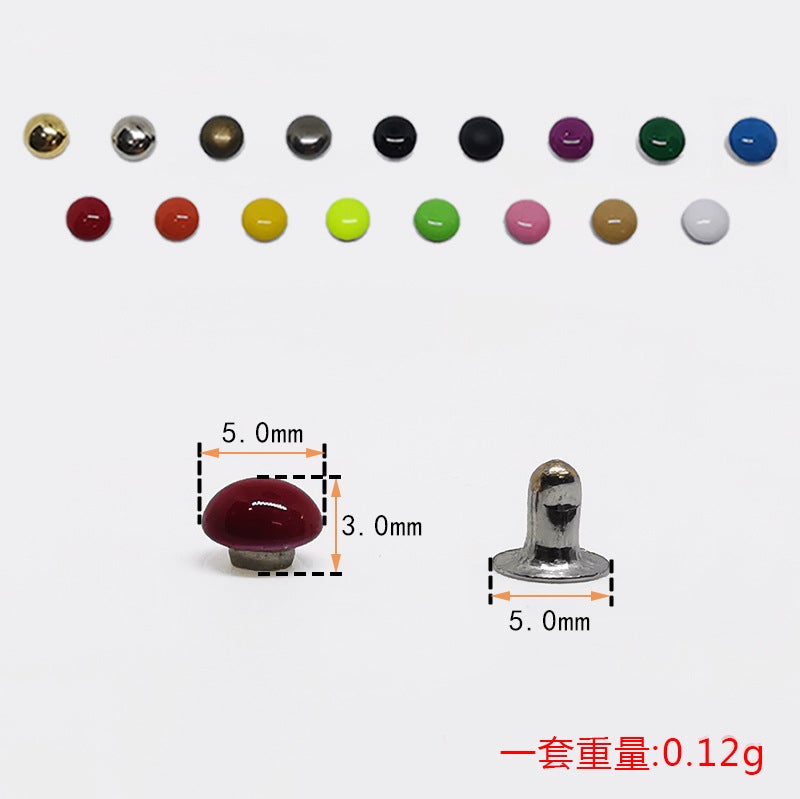 Round Head Rivets DIY Fashion Accessory Crafts 5mm mushroom nails + 5*6 trumpet feet 