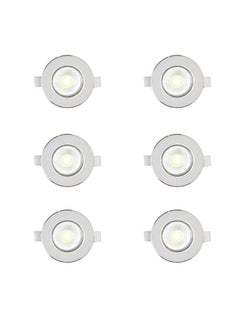 El Rawda Lighting 6 Pcs Spotlights Inside The Gypsum, 7 Cm Opening, White X Silver Body, 6 Watts, 3-Mode Lighting  White - Warm - Cool Pcs 9x9x4 cm 