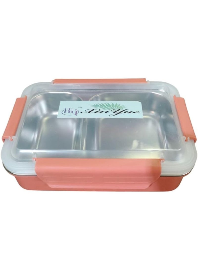 Spaceshoop Stainless Steel Lunch Box for Office Men and Women | Durable Leakproof Steel Box with 2 Compartment (Orange) - Image 1
