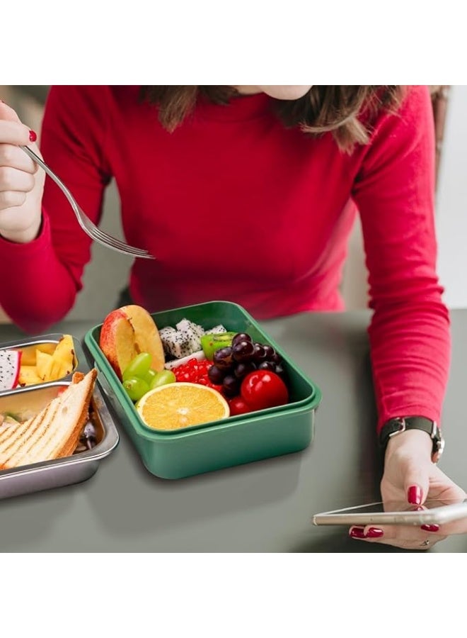 Spaceshoop Stainless Steel Lunch Box for Office Men and Women | Durable Leakproof Steel Box with 2 Compartment (Orange) - Image 3