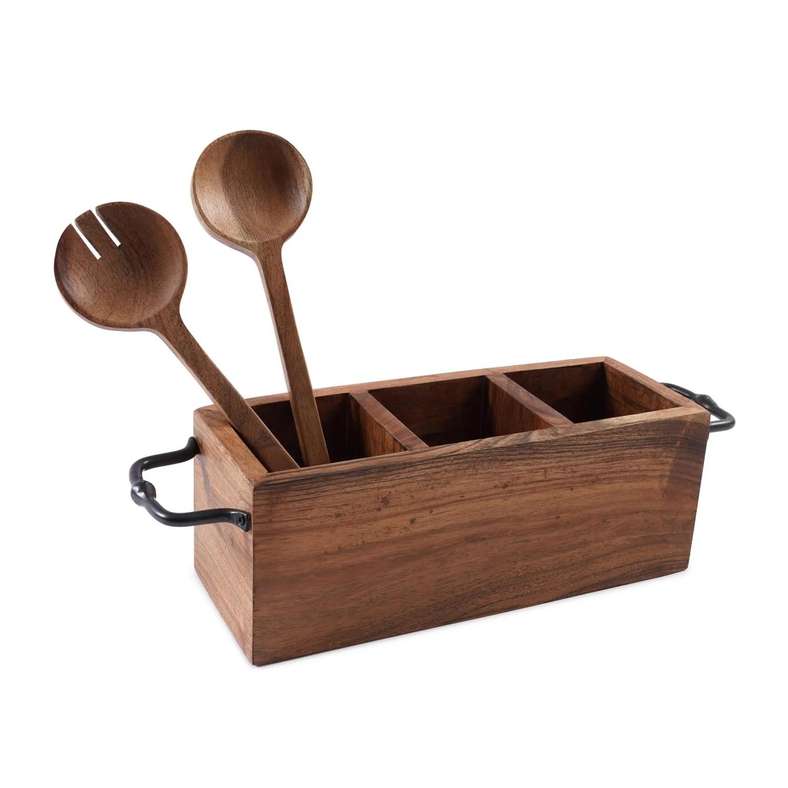 Pan Home حامل أكاسيا رباحة مع ملعقة تقديم من قطعتين - طبيعي - Image 4