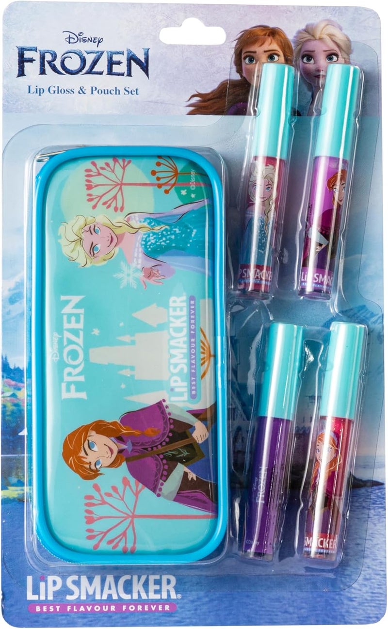 Lip Smacker Frozen Lip Gloss Set Colorful FrozenInspired Makeup Giftset for Kids Including 4 Shiny Lip Glosses and a Winter Wonderland Celebration Pouch for your Kids Princess Look OntheGo