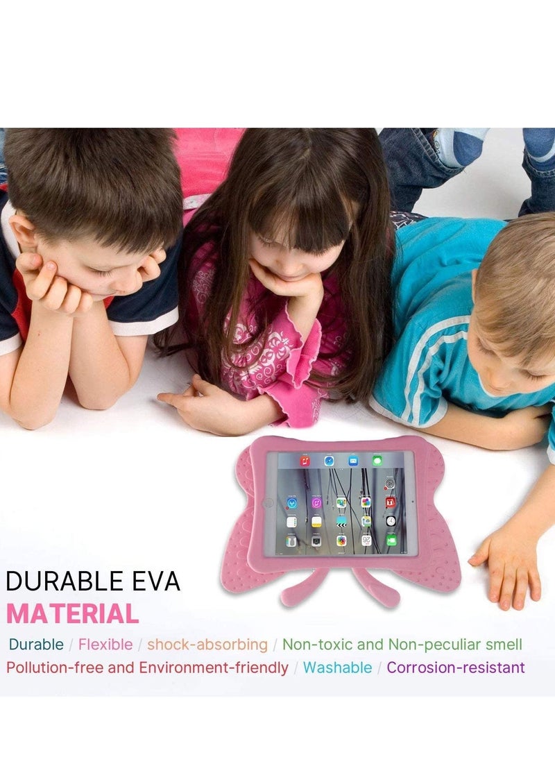 iPad 10.2 Case for Kids, iPad 8th 2020 Case, 3D Cute Cartoon Butterfly Cover Non-Toxic EVA Foam Wings Kickstand Kid-Proof Shockproof Bumper Girl Boy Gift for Apple iPad 7 8 Gen 10.2'' - Pink - Image 2