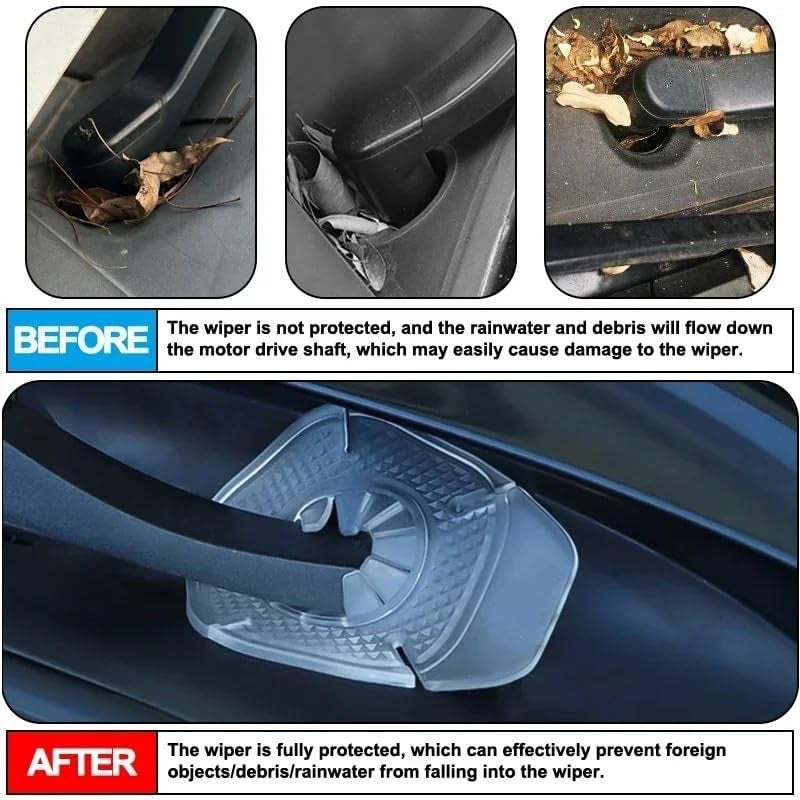 SARTE Car Wiper Hole Protector Pad Car Silicon Wiper Windshield Car Wiper Cover Dust Front Cover Car Wiper Protector Windscreen Car Protection Accessories Universal For Most Vehicles (Trans. 2Pcs) - Image 2