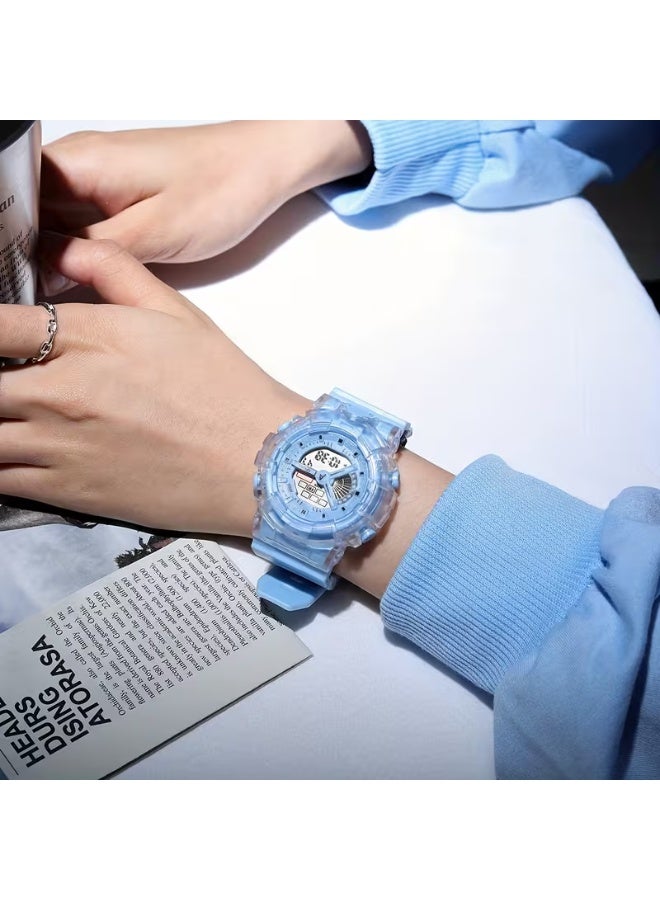 A stylish, multifunctional wristwatch with a transparent, shock-resistant design - dual display (digital and analog) with backlight and a comfortable silicone strap - Image 3