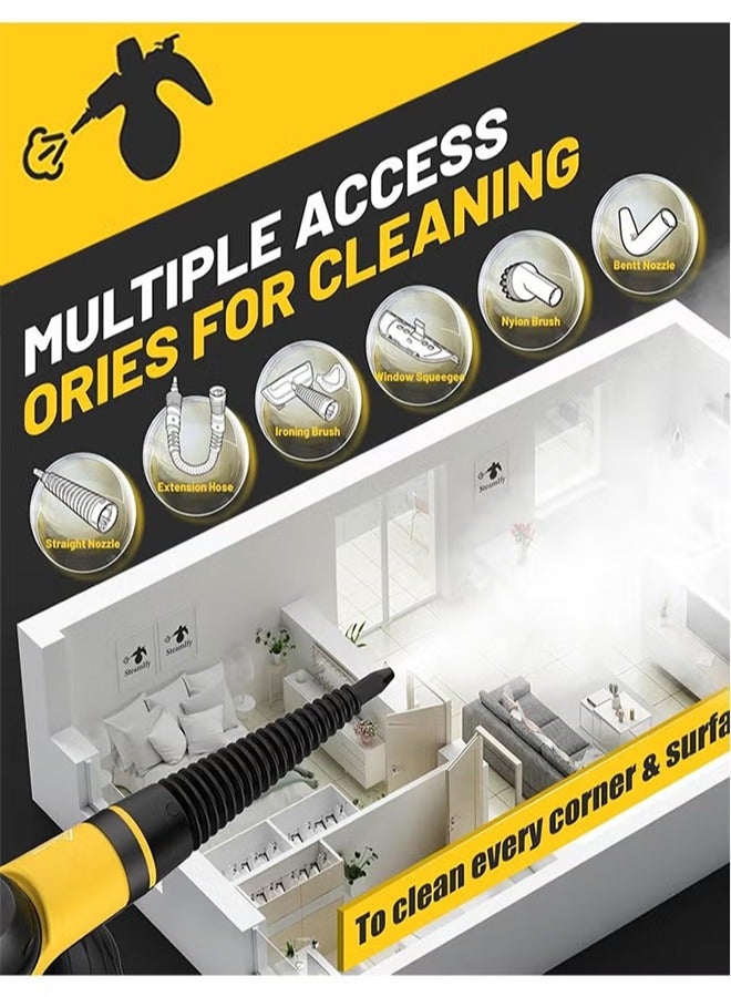 Arabest Handheld Steam Cleaner with 9 Accessories, 2.5M Power cord,1050W Multipurpose Steamer with Safety Lock for Carpet Curtain Car Seat,BPA-Free, Perfect for Stain Removal, Curtains, Car Seats, Floor Window Cleaning - Image 3