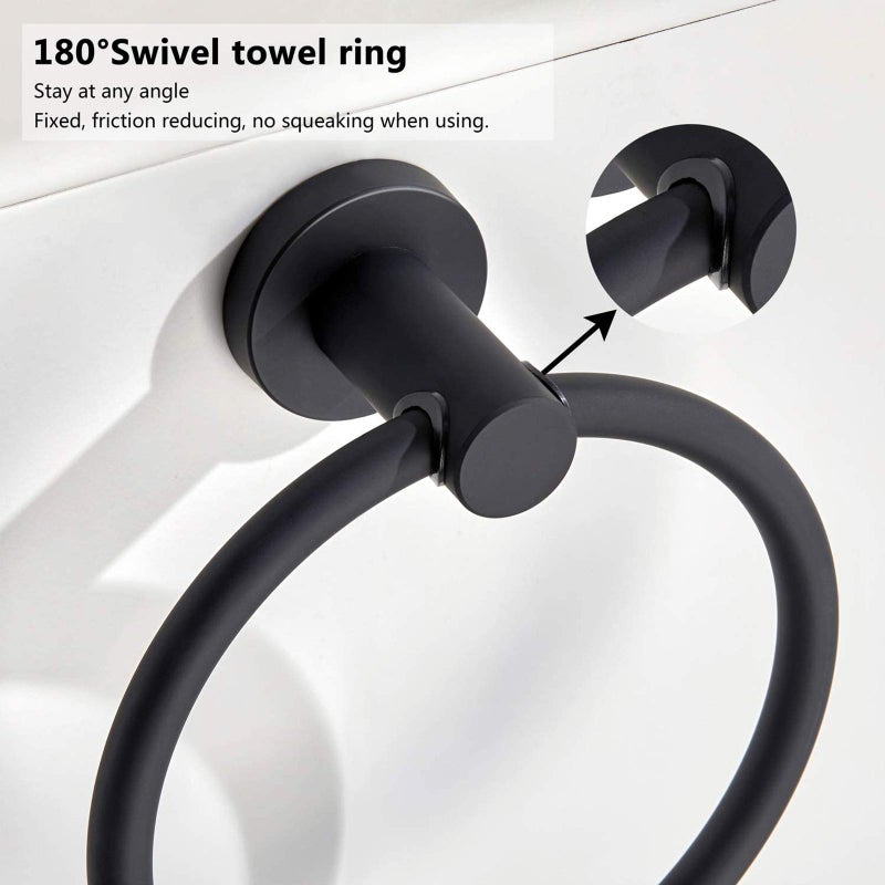 BGL 304 Stainless Steel Towel Ring Hanging Round Simple Black Towel Circular Holder - Image 3