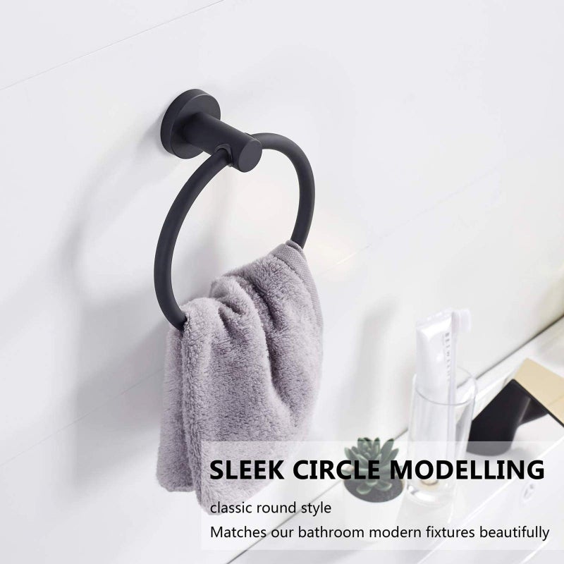 BGL 304 Stainless Steel Towel Ring Hanging Round Simple Black Towel Circular Holder - Image 2