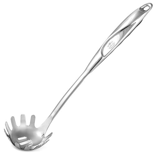Zulay Kitchen Stainless Steel Spaghetti Server - 12” Pasta Fork with Teeth & Draining Holes - Rust-Resistant Pasta Spoon for Noodles & Pasta - Dishwasher Safe Utensil for Everyday Use - Image 1