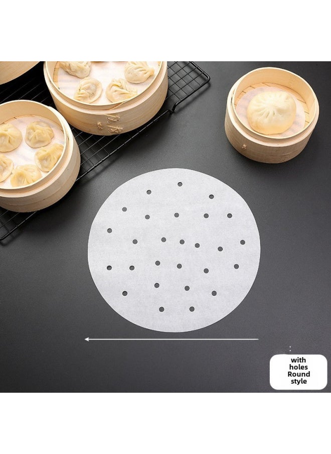 Generic Food Grade Disposable Steamer Paper Non-stick Steaming Paper Household Steamed Bun Paper For Steamed Bread Air Fryer Paper-Color:500 Tablets (family Half A Year Available)-Specifications:9.5 Inches (24cm)  - Image 1