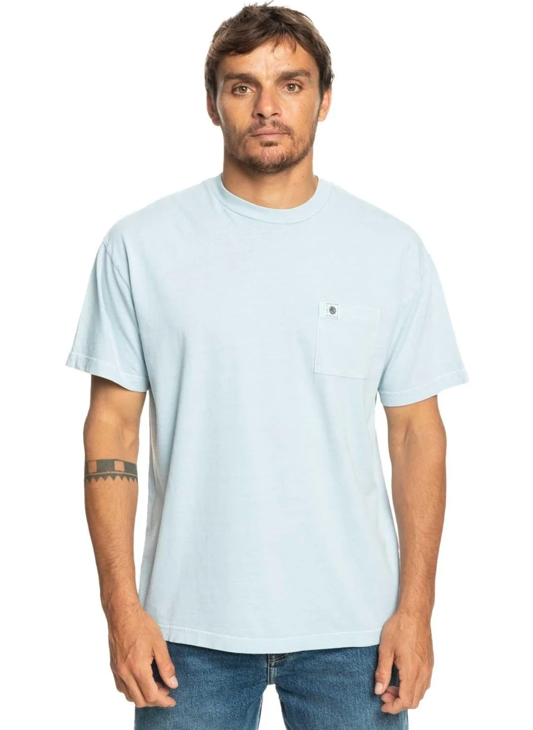 QUIKSILVER Natural Dye Men's Blue Crew Neck T-shirt