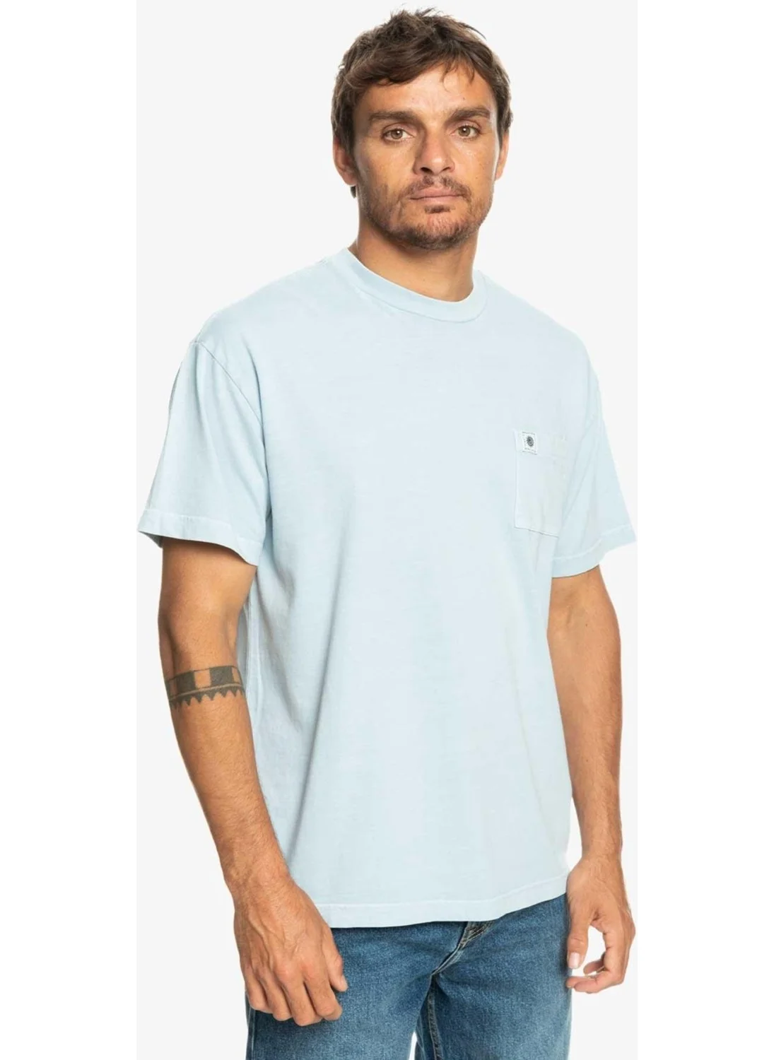 كويك سيلفر Natural Dye Men's Blue Crew Neck T-shirt