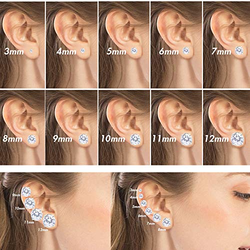 Me Plus Stainless Steel Round Cut Cubic Zirconia Stud Earrings With Clear Case - Gold, Silver (3mm~12mm) (8mm-Silver) - Image 5