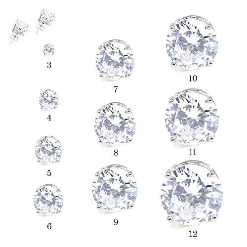 Me Plus Stainless Steel Round Cut Cubic Zirconia Stud Earrings With Clear Case - Gold, Silver (3mm~12mm) (8mm-Silver) - Image 2